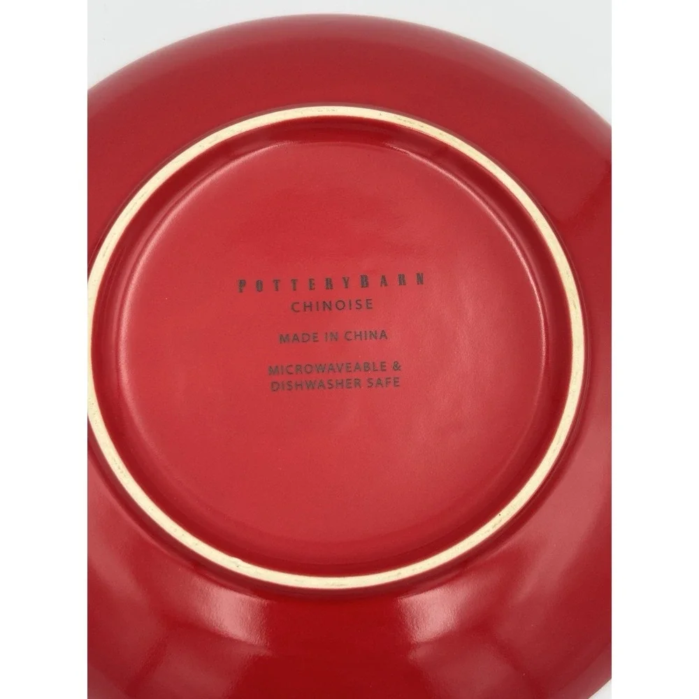 Pottery Barn Chinoise Dessert / Salad Plates Set of 6 Red & Gold 7